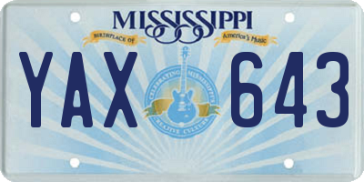 MS license plate YAX643