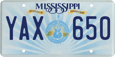 MS license plate YAX650