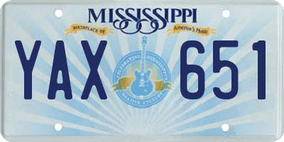 MS license plate YAX651