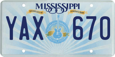 MS license plate YAX670