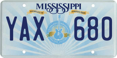 MS license plate YAX680