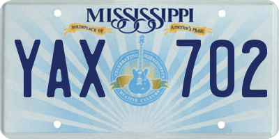 MS license plate YAX702