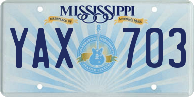 MS license plate YAX703