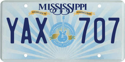MS license plate YAX707
