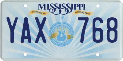 MS license plate YAX768