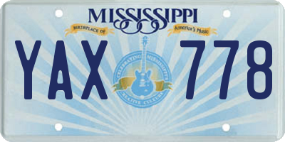 MS license plate YAX778