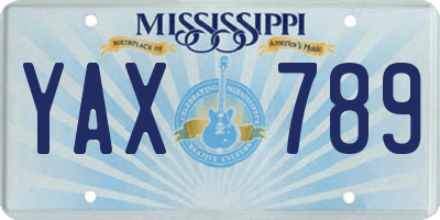 MS license plate YAX789