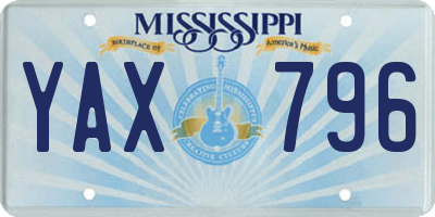MS license plate YAX796
