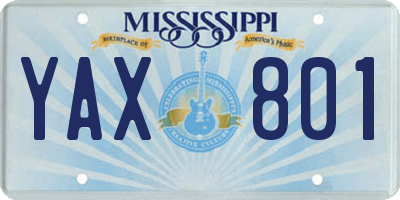 MS license plate YAX801