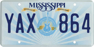MS license plate YAX864