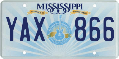 MS license plate YAX866