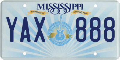 MS license plate YAX888