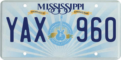 MS license plate YAX960