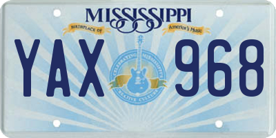 MS license plate YAX968
