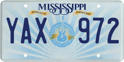MS license plate YAX972