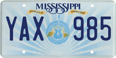 MS license plate YAX985