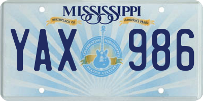 MS license plate YAX986