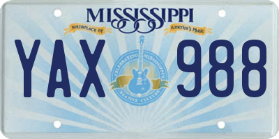 MS license plate YAX988