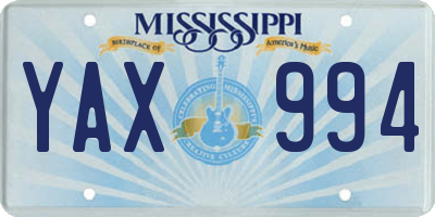 MS license plate YAX994