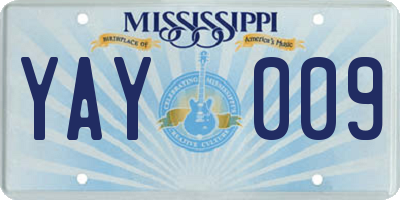 MS license plate YAY009