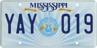 MS license plate YAY019