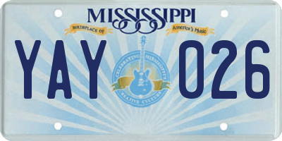MS license plate YAY026