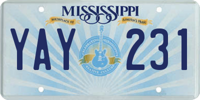 MS license plate YAY231