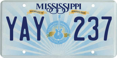 MS license plate YAY237