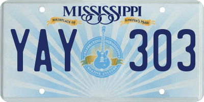 MS license plate YAY303