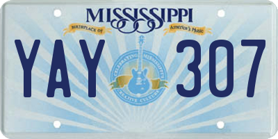 MS license plate YAY307