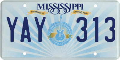 MS license plate YAY313