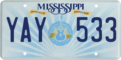 MS license plate YAY533