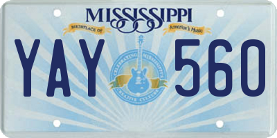 MS license plate YAY560