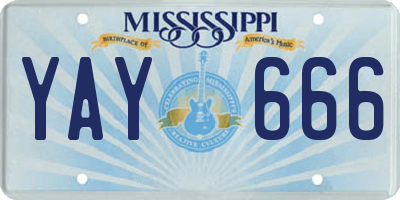 MS license plate YAY666