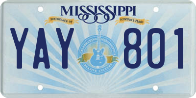 MS license plate YAY801