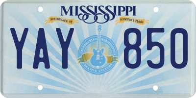 MS license plate YAY850