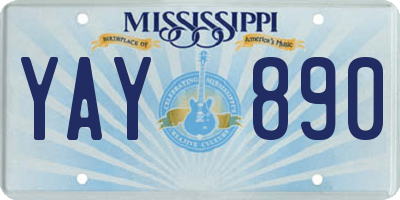 MS license plate YAY890