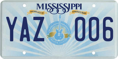 MS license plate YAZ006