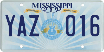MS license plate YAZ016