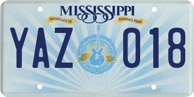 MS license plate YAZ018