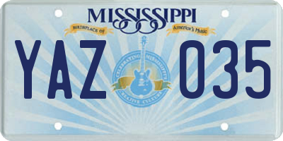 MS license plate YAZ035