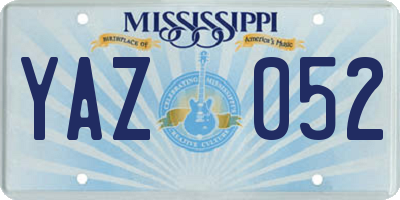 MS license plate YAZ052