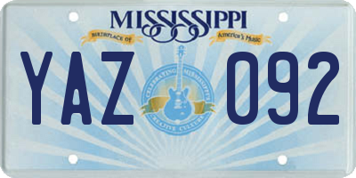 MS license plate YAZ092