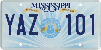 MS license plate YAZ101