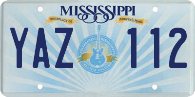 MS license plate YAZ112