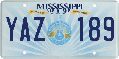 MS license plate YAZ189