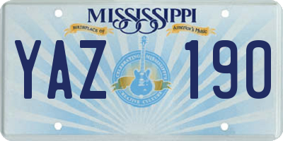 MS license plate YAZ190