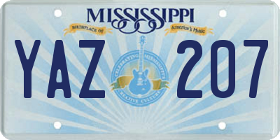 MS license plate YAZ207