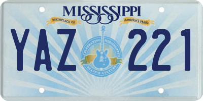 MS license plate YAZ221