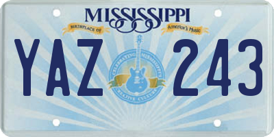 MS license plate YAZ243